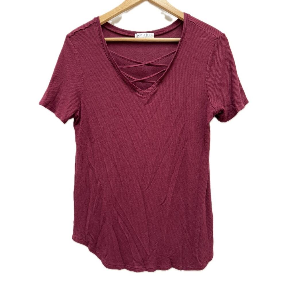 Burgundy Criss Cross Caged Top